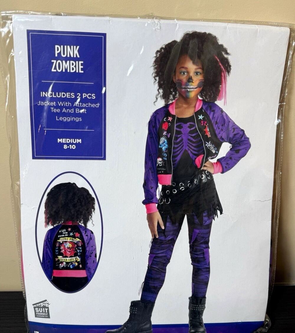 Suit Yourself Punk Zombie Girls Zombie Costume M (8-10) Cute Halloween Dress up